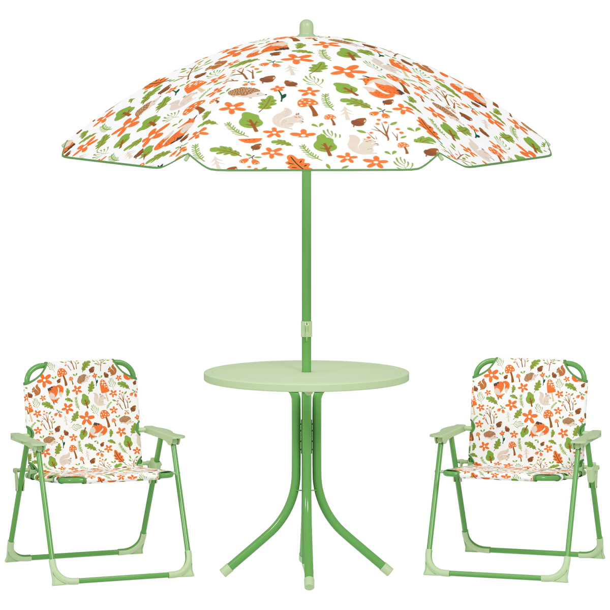 Cute Fox Design Kids Outdoor Furniture Set with Adjustable Parasol