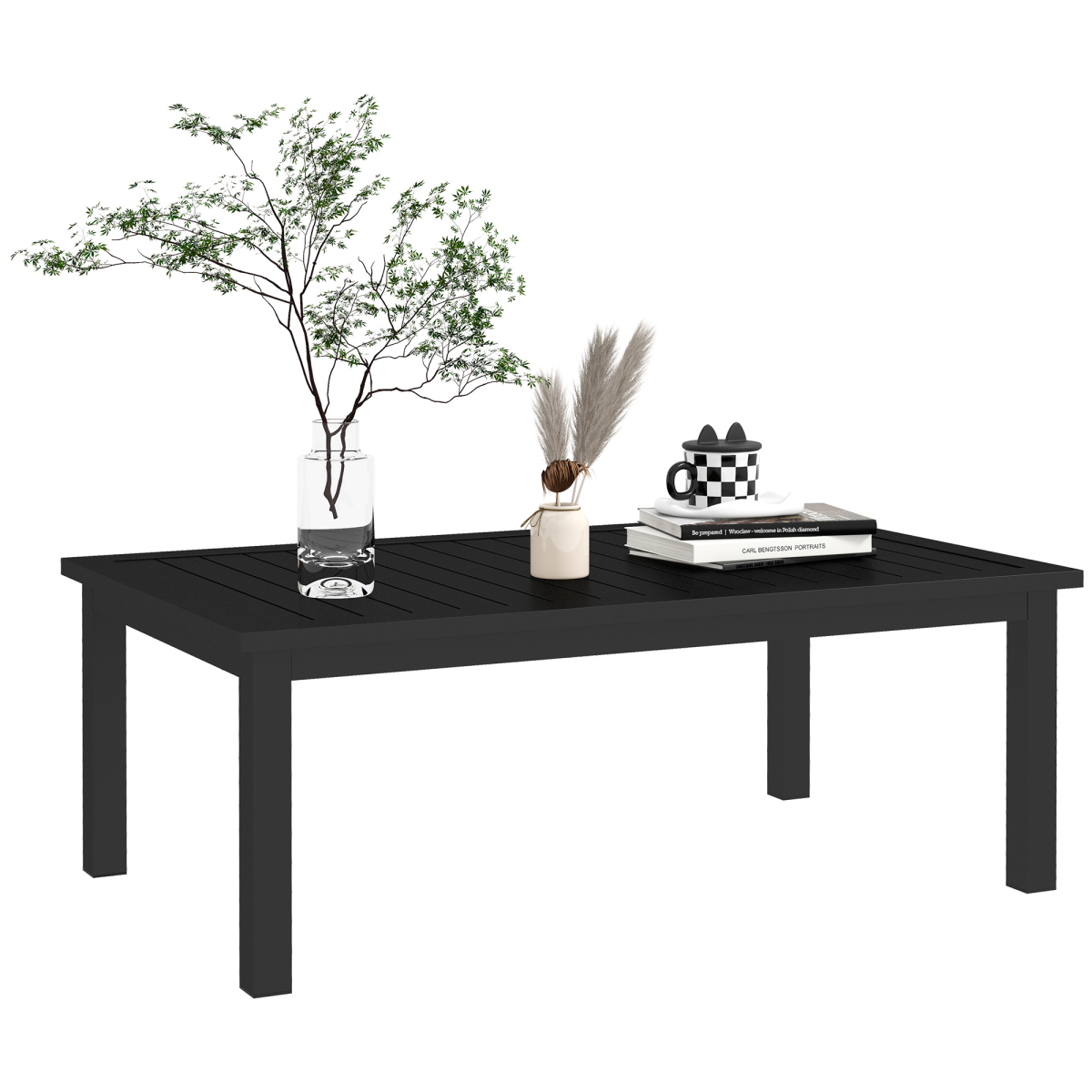 Outsunny Aluminium Outdoor Coffee Table Patio Table, Black