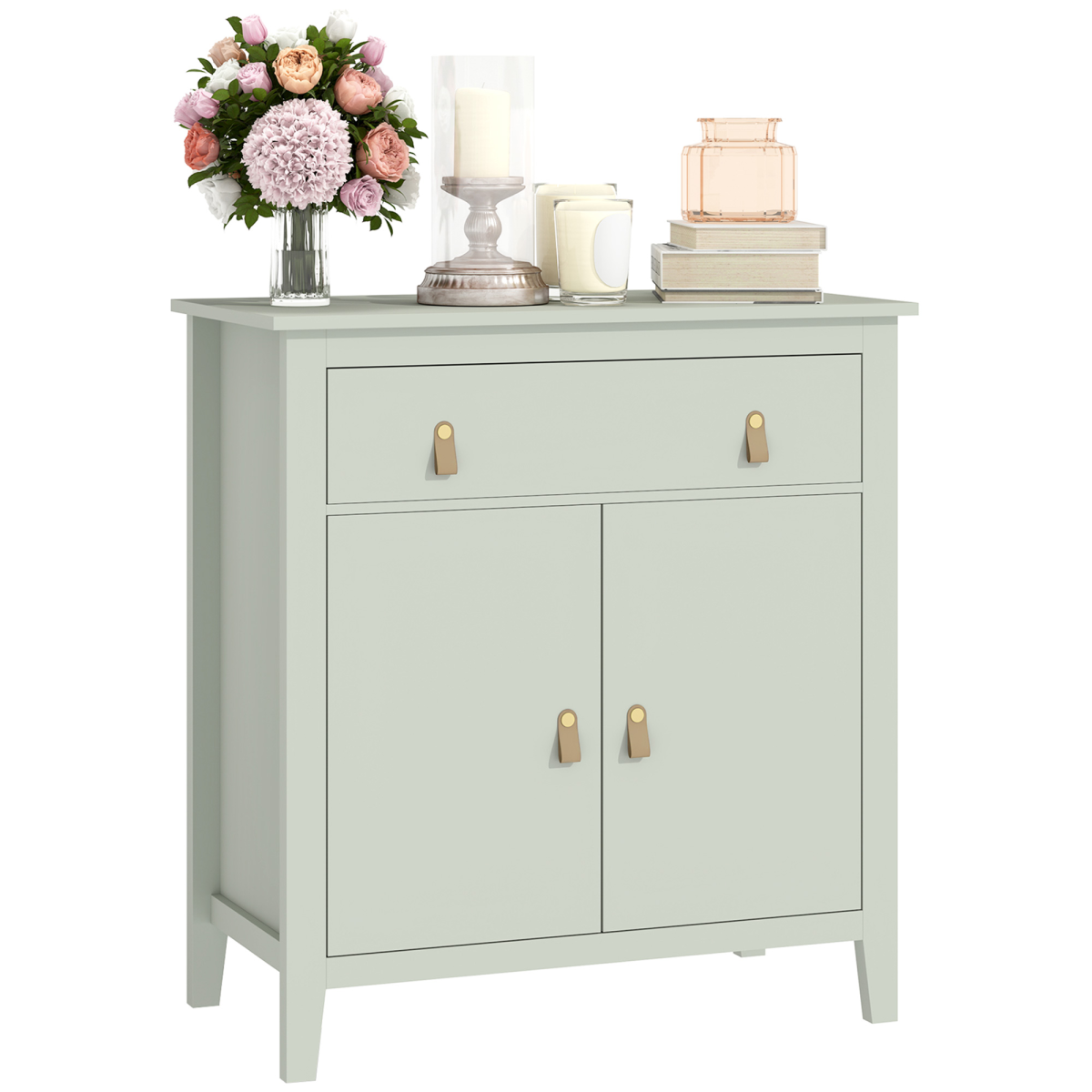 HOMCOM Sideboard with Drawer, Adjustable Shelf for Living Room, Light Green