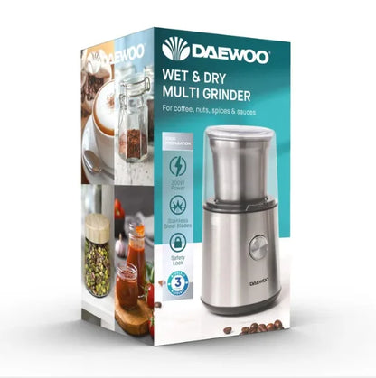 Wet, Dry Coffee &; Spice Grinder, 200W Motor, Stainless Steel Blades