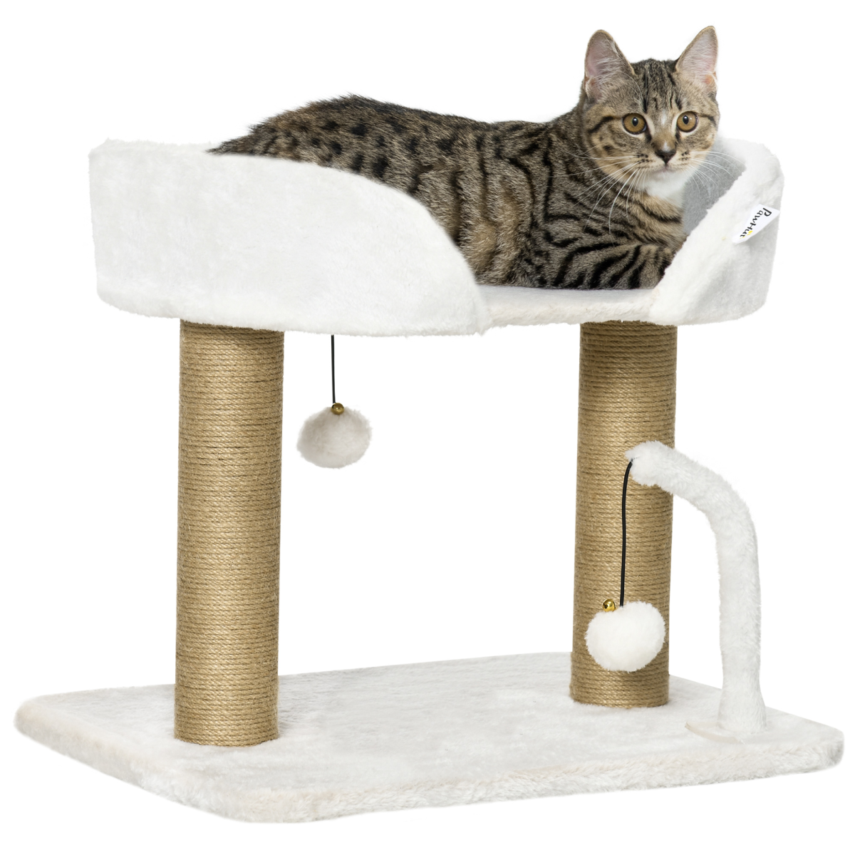 42cm Indoor Cat Tree Kitty Play Tower w/ Toy Balls, Jute Scratching Post