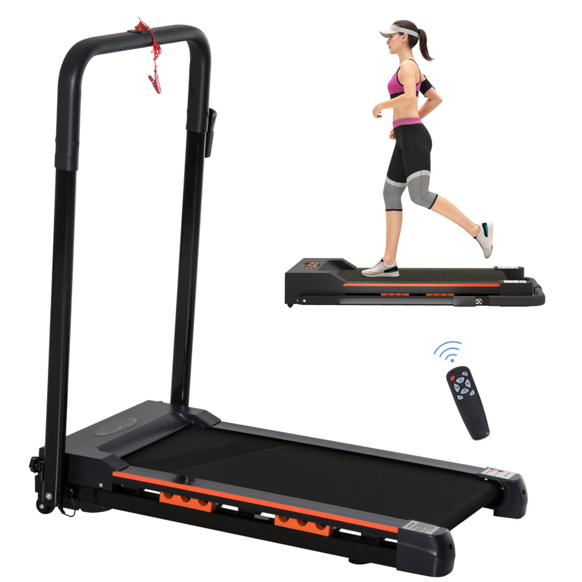 1-6 km/h Folding Motorized Treadmill Walking w/ Remote Stopper Fitness HOMCOM