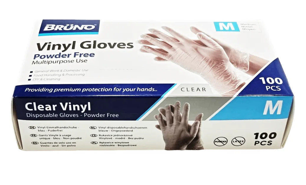 100 Medium Disposable Vinyl Clear E x amination Gloves Powder Free Late x Free Gloves