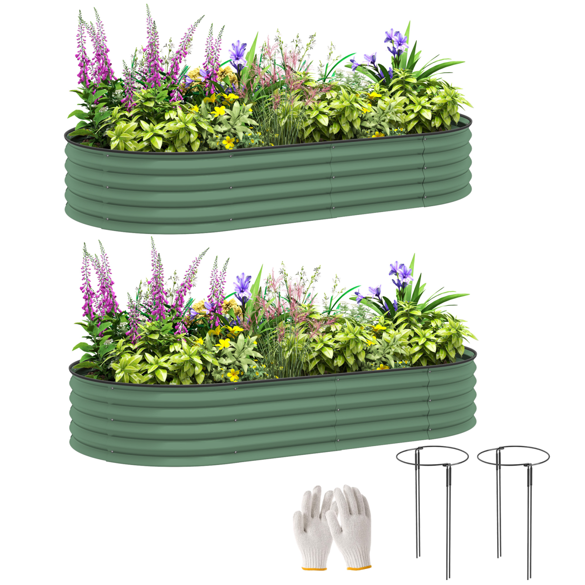 Garden Raised Planters Set - Durable Galvanised Steel for Outdoor Use