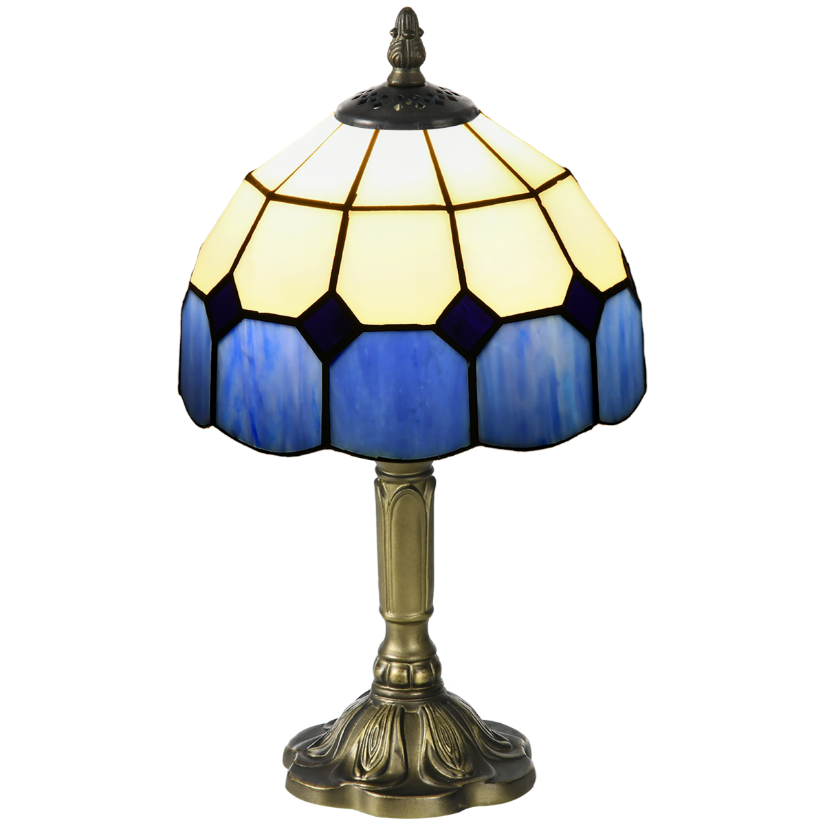 HOMCOM Antique Table Lamp, for Bedroom Bedside, Bulb not Included, Blue