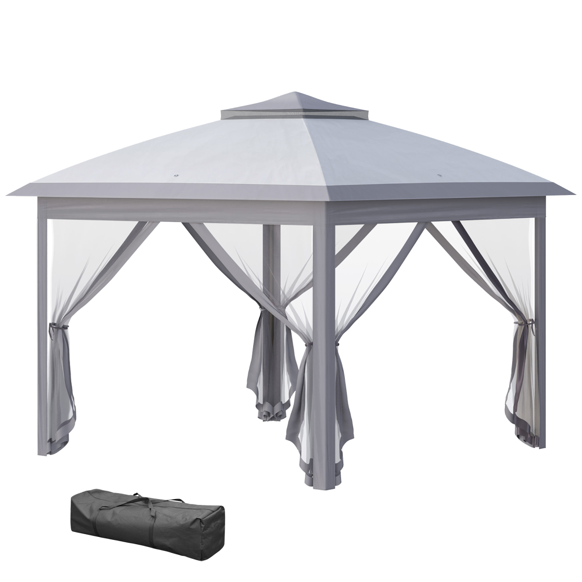 Pop Up Gazebo Height Adjustable Canopy Tent w/ Carrying Bag, Grey