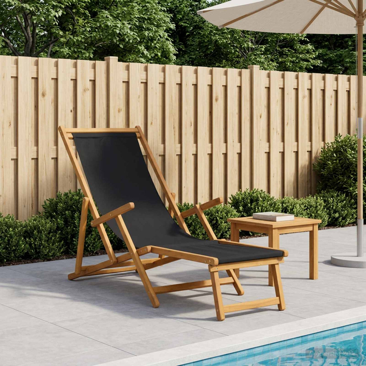 vidaXL Folding Sun Lounger 3 Position Solid Eucalyptus Wood Black