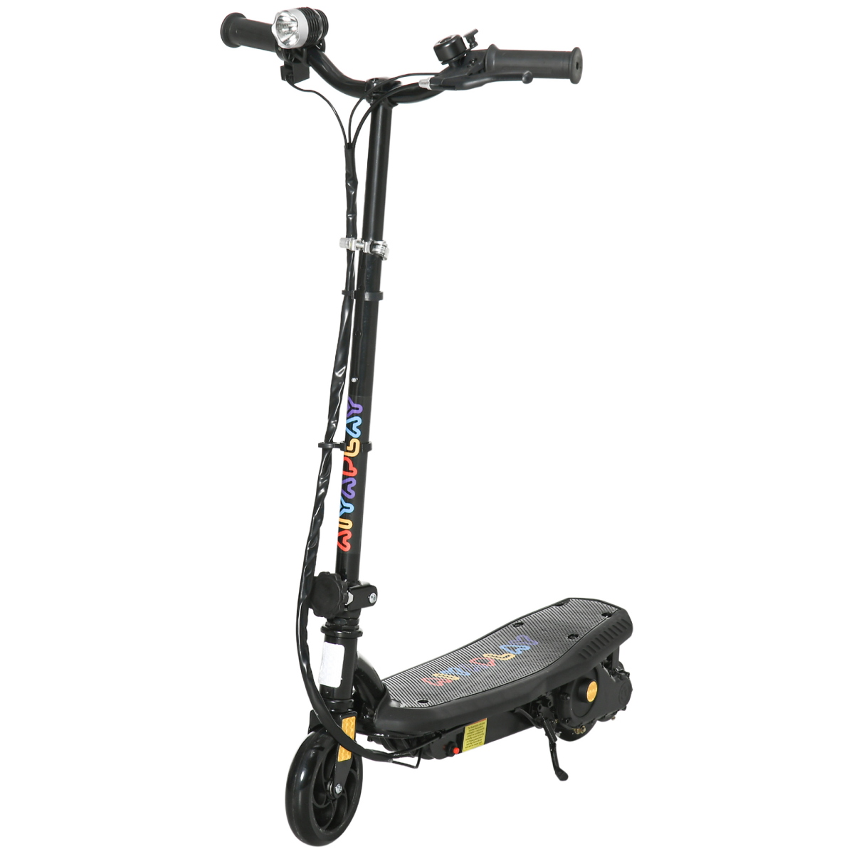 Folding Electric Scooter E-Scooter w/ LED Headlight, for Ages 7-14 Years - Black