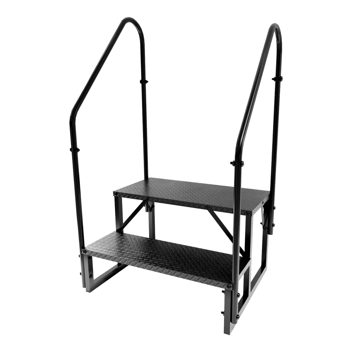 RV Step Stool, 2 Step Ladder, Hot Tub Steps with 2 Handrails, Heavy Duty Ladder Shelf Bookcase, 5th Wheel RV Mobile Home Stairs for Camper/Porch/SPA Pool/Pet Stairs