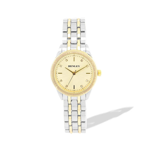 Henley Womens Chiselled Fashion Bracelet Watch - Two Tone