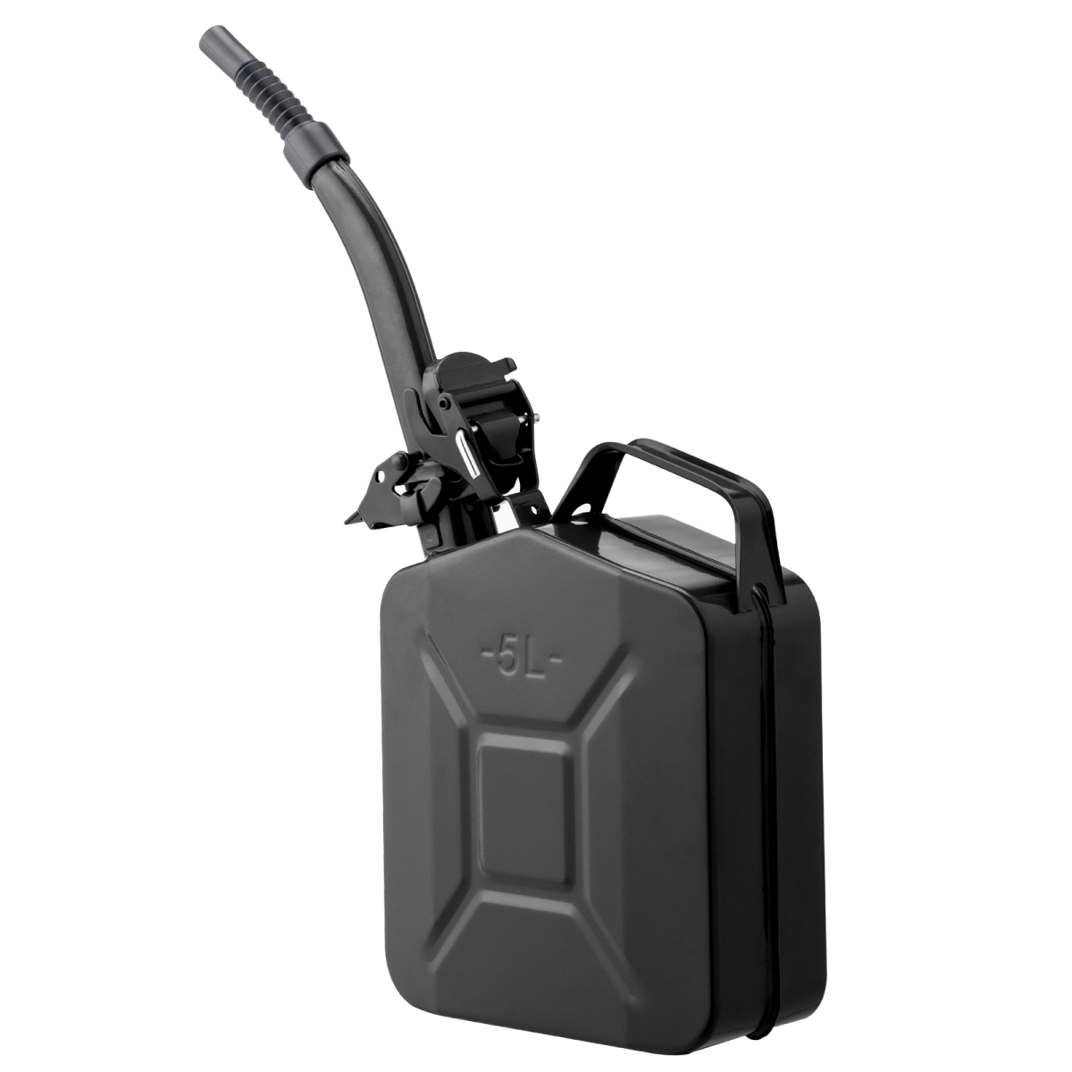 1PC 5L Black Iron Oil Can with 0.6mm Spout, Heavy-Duty Metal Lubricating Oil Dispenser