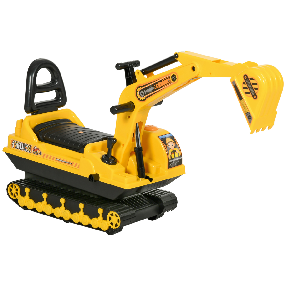 Ride On Excavator Toy Tractors Digger Movable Walker Construction Truck HOMCOM