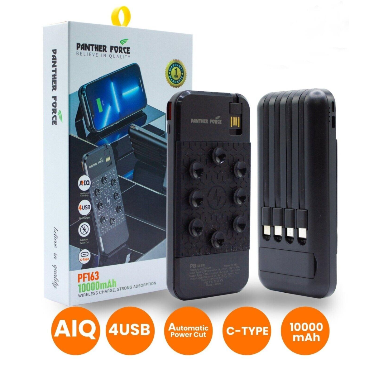 Panther Force 5 in 1 Wireless Charging 10000mah Power Bank