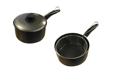 Chips Pan With Frying Basket 8" Black