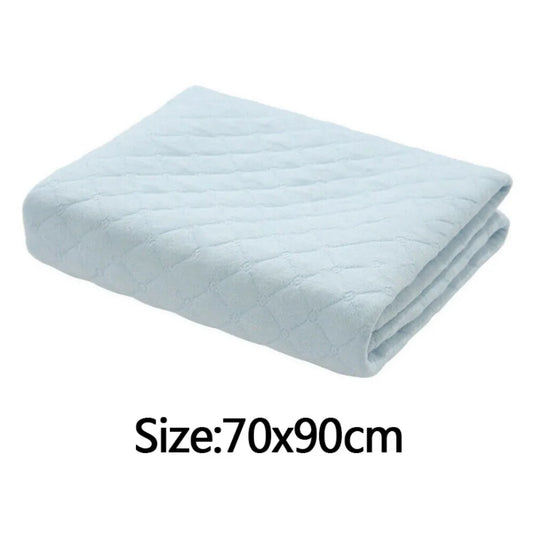 Washable Reusable Absorbent Incontinence Bed Pads Mats Sheet Mattress Protector-Light Blue-70*90cm