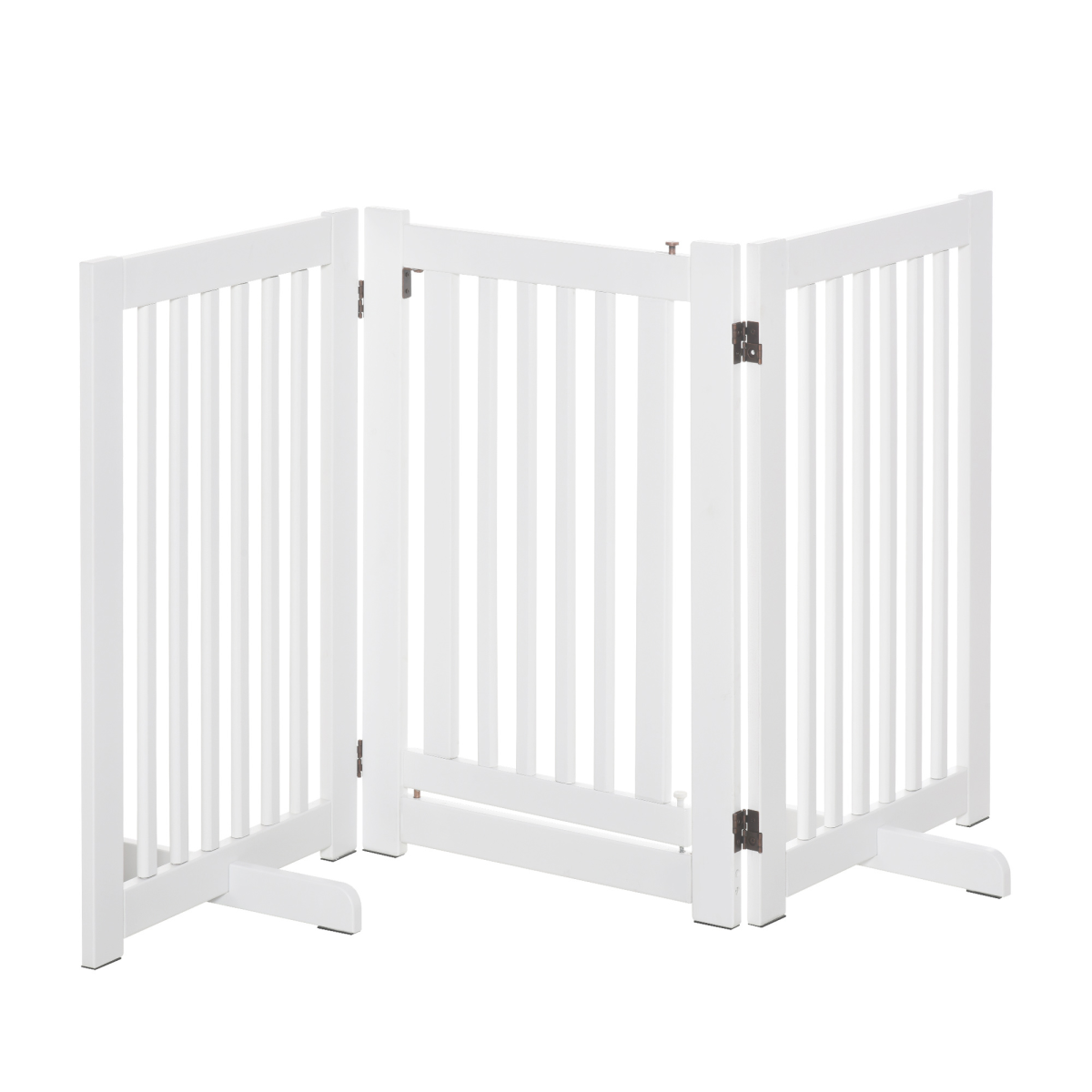 MDF Dog Gate Step over Panel Fence Expandable Folding w/Latch Support Feet White