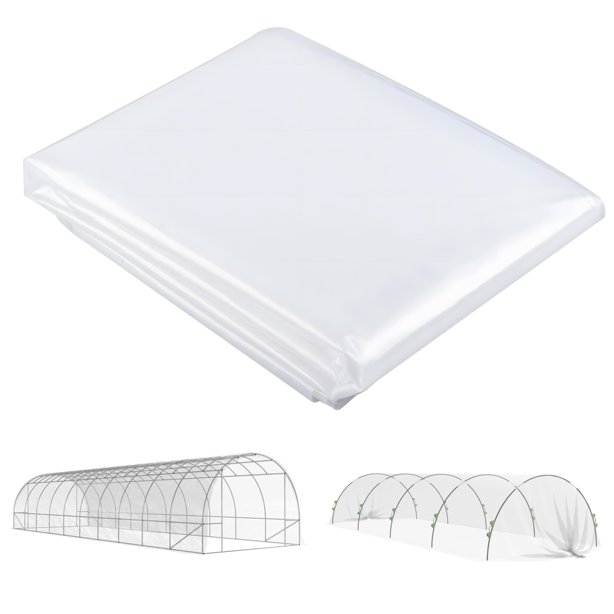 Outsunny 6 X 10m UV Resistant Waterproof Plastic Polytunnel Cover, Clear
