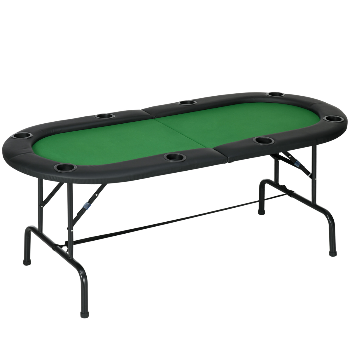 Foldable Poker Table Casino Top 8 Players Game Trays Drink Holder