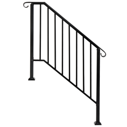 [Same Code：11384510  73142795]Artisasset Matte Black Outdoor 3 Level Iron Handrail