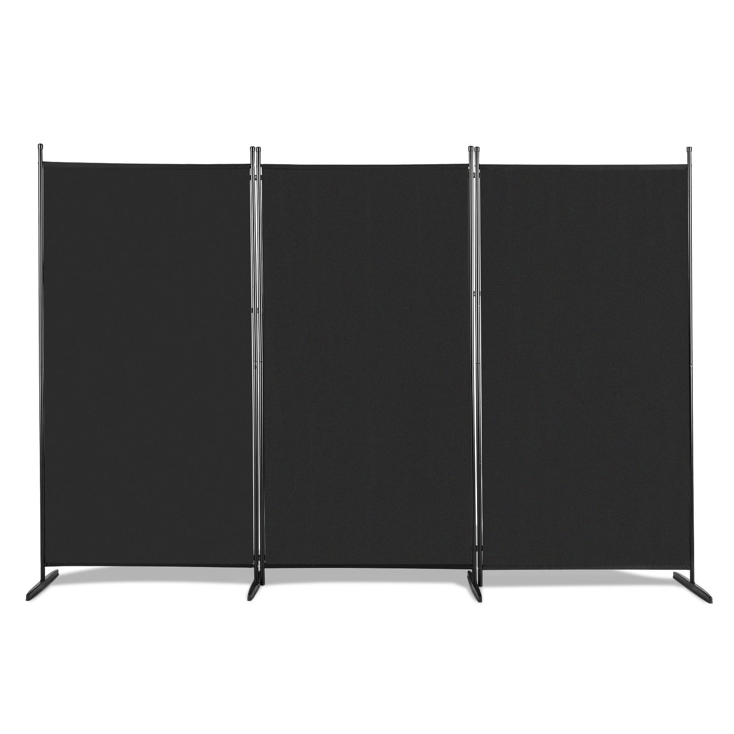 6FT Trifold 130g Polyester Fabric Plastic Foot Carbon Steel Frame Foldable Screen Black