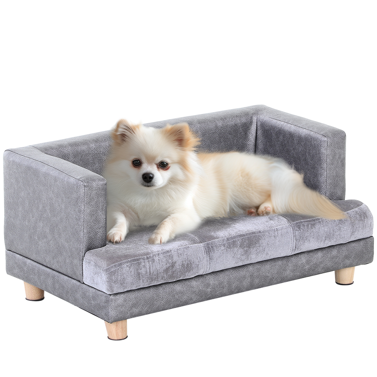 Dog Sofa Bed Kitten Couch Lounge for Small-Sized Dogs, Soft Padded - Grey
