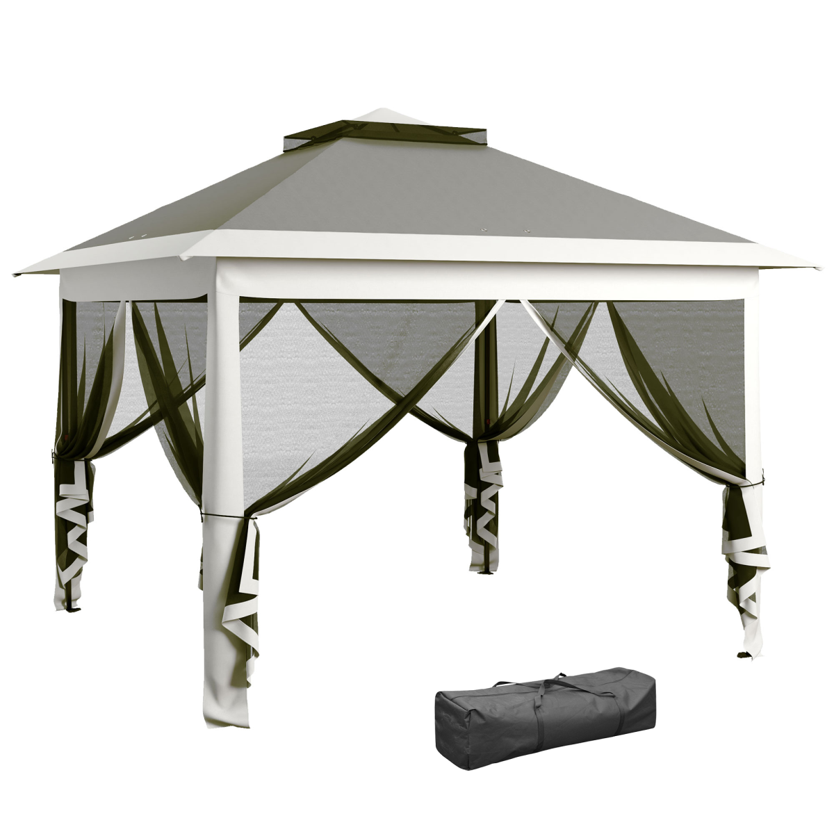 Outsunny Pop Up Gazebo Height Adjustable Canopy Tent w/ Carrying Bag, Dark Grey