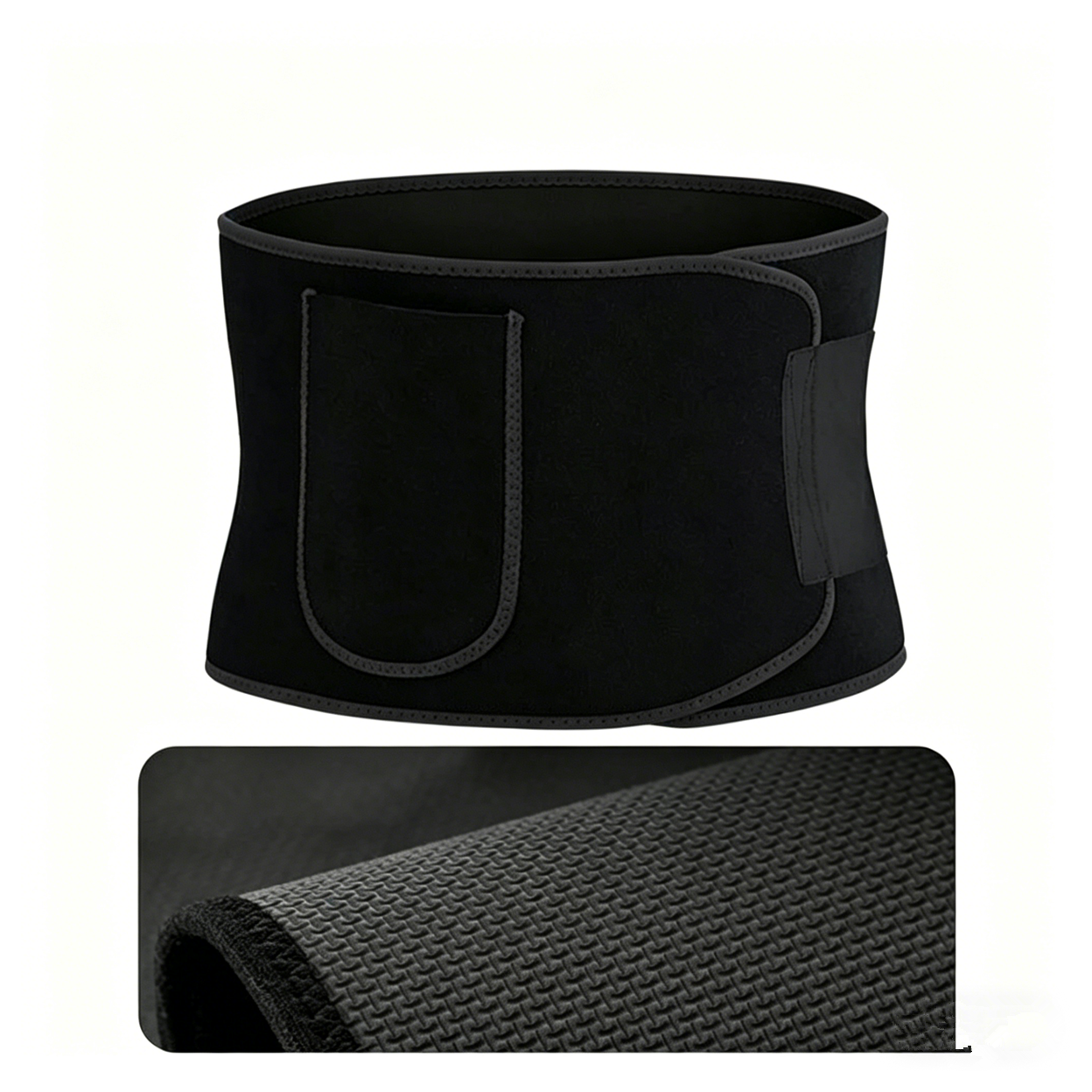 Waist Trimmer Belt Sport Workout Shaper Burner Slimming Belt W/ Phone Pocket Black