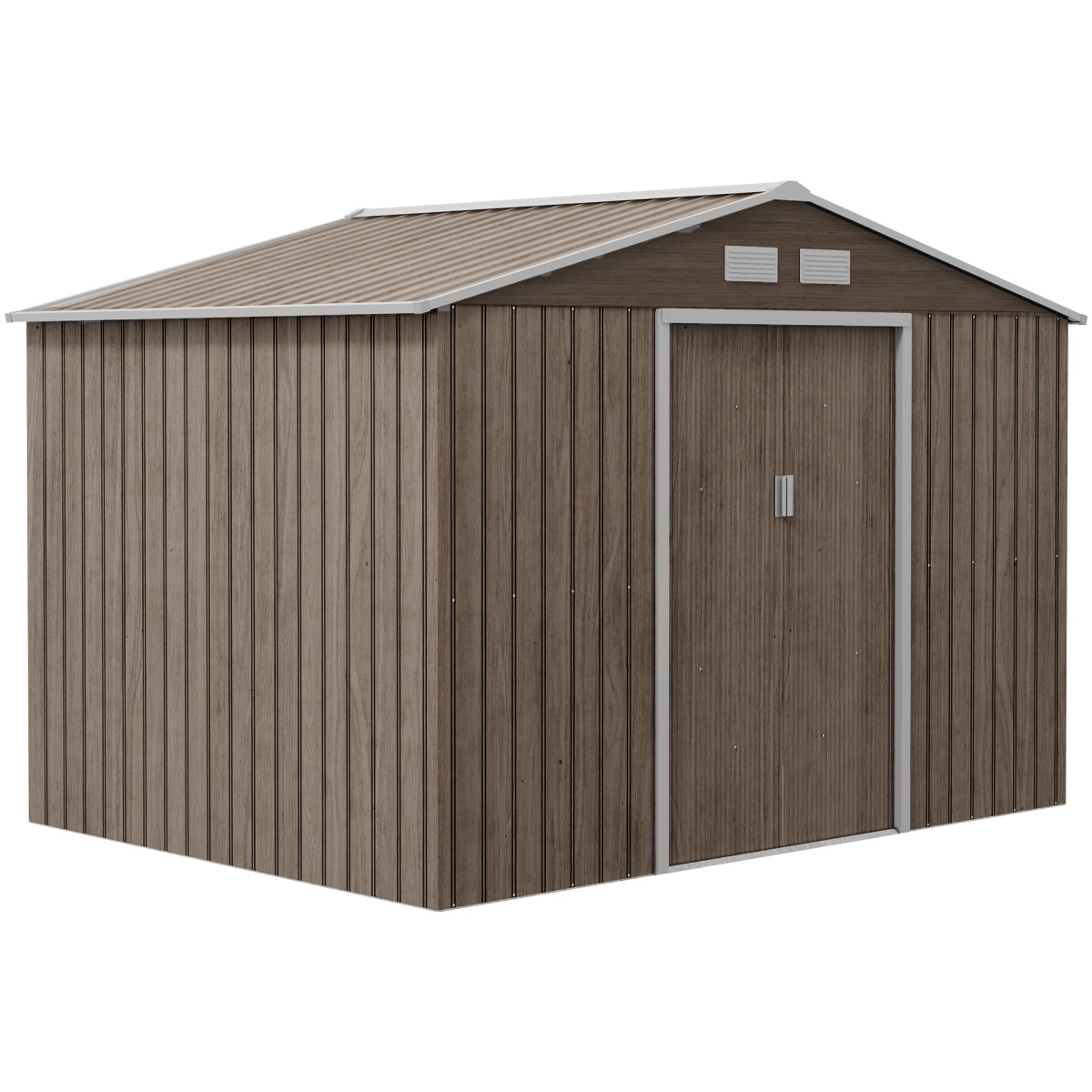 Outsunny Garden Shed Storage Unit withLocking Door Floor Foundation Vent Brown