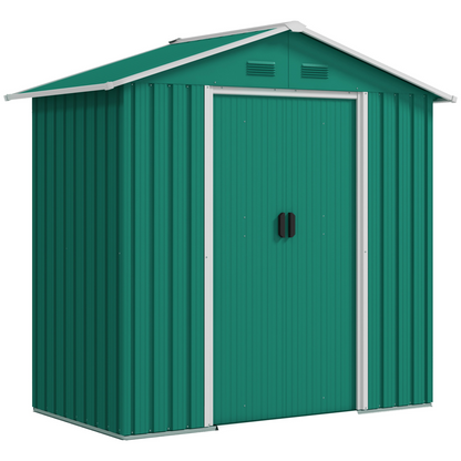 Outsunny 6.5x3.5ft Metal Garden Shed for Garden and Outdoor Storage, Green