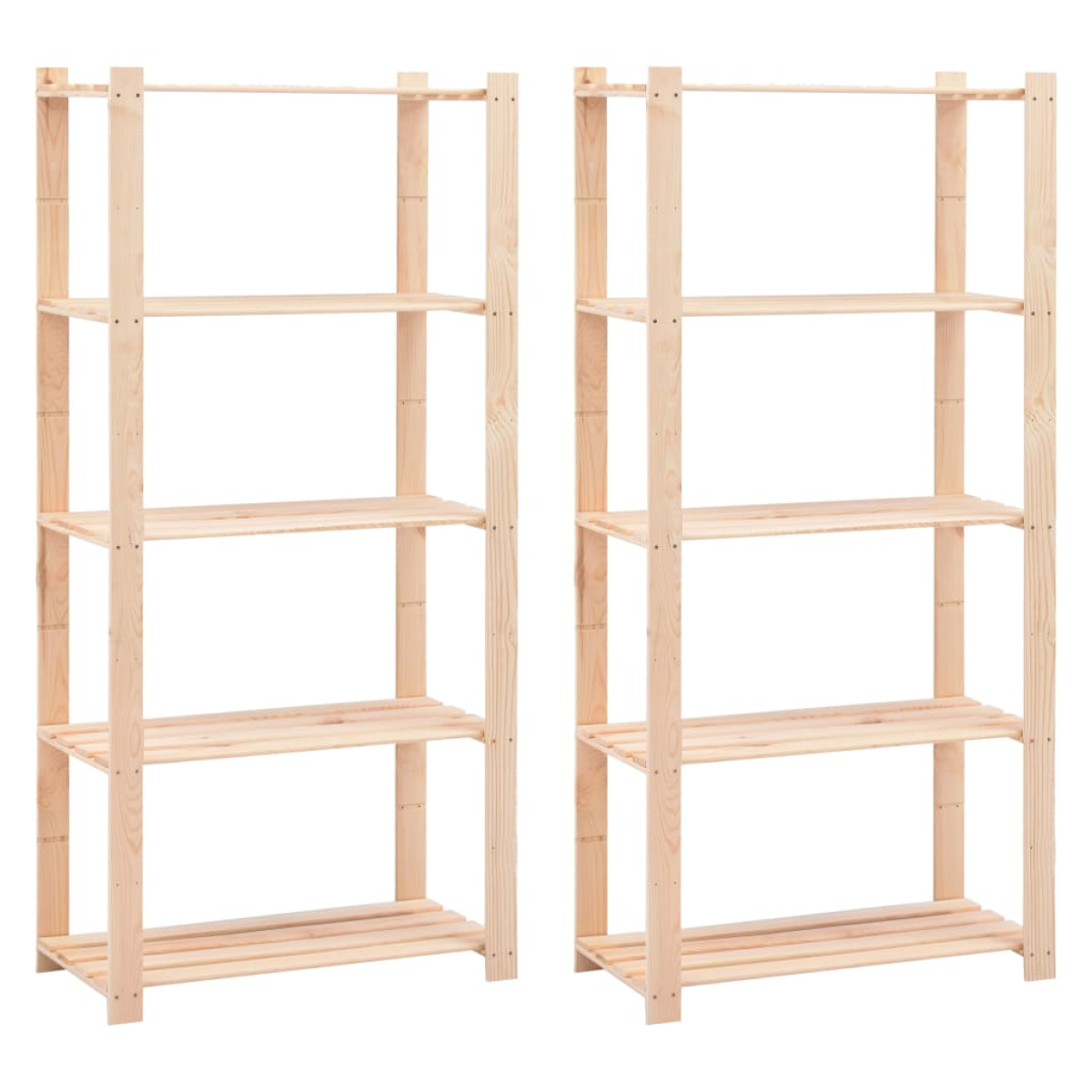 vidaXL 5-Tier Storage Racks 2 pcs 80x38x170 cm Solid Pinewood 250 kg