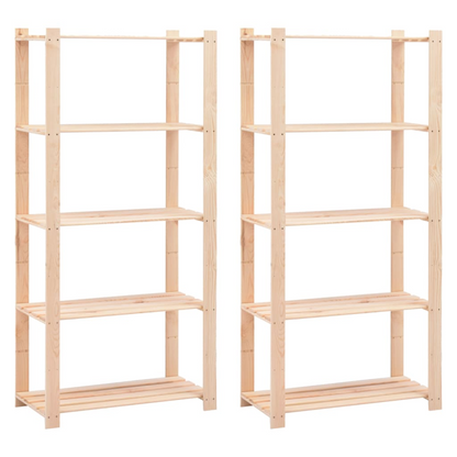 vidaXL 5-Tier Storage Racks 2 pcs 80x38x170 cm Solid Pinewood 250 kg