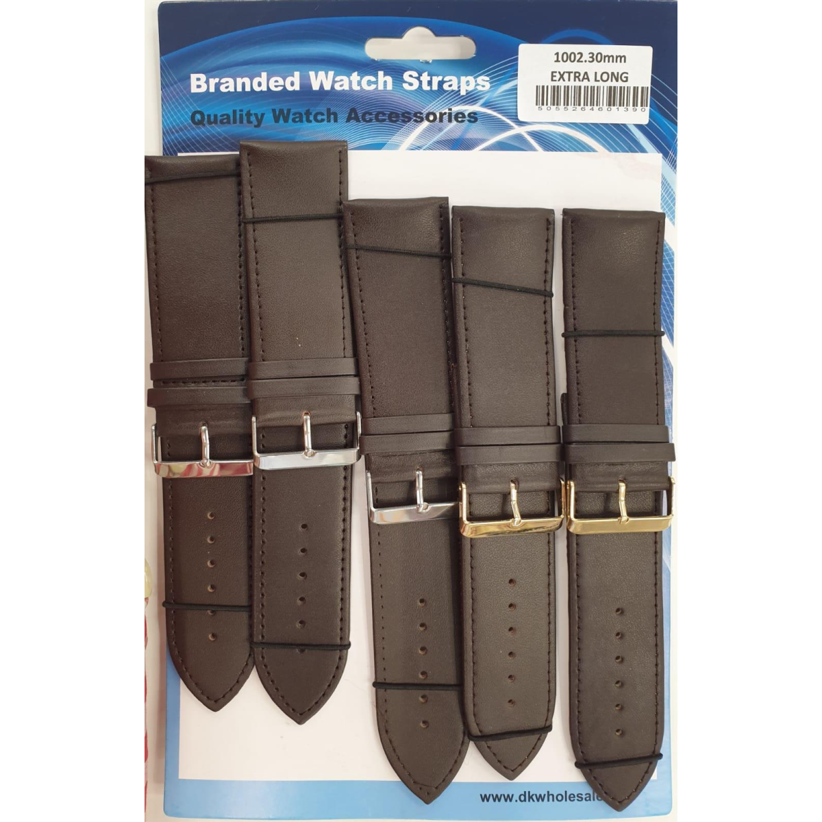 Brown Leather Extra Long Watch Straps Pk5 size 28mm 1002BR
