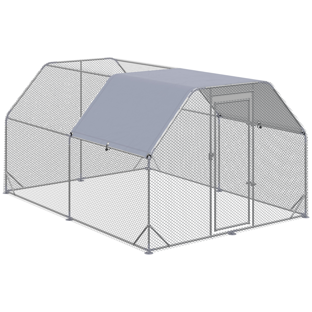 Chicken Run W/ Roof, Walk In Chicken Coop for 10-12 Chickens, Hen House