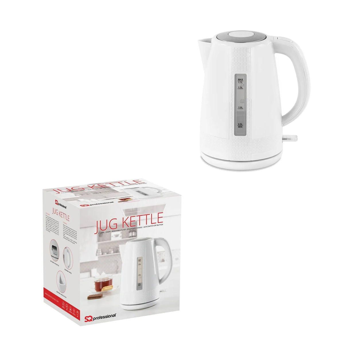 Sq Blitz Electric Kettle White 1.7 Litre
