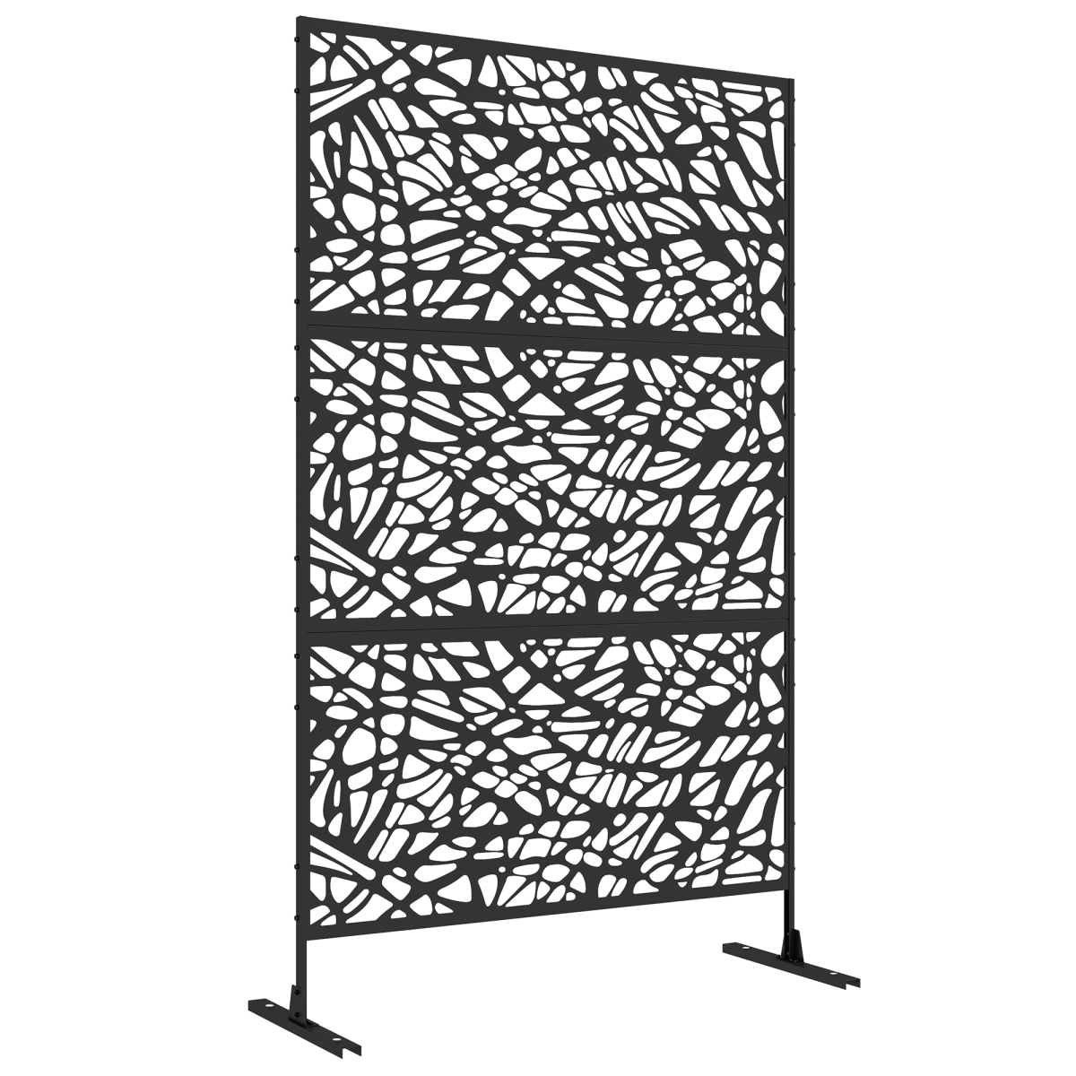 Outsunny 6.5FT Metal Outdoor Privacy Screen Panel with Stand, Twisted Lines