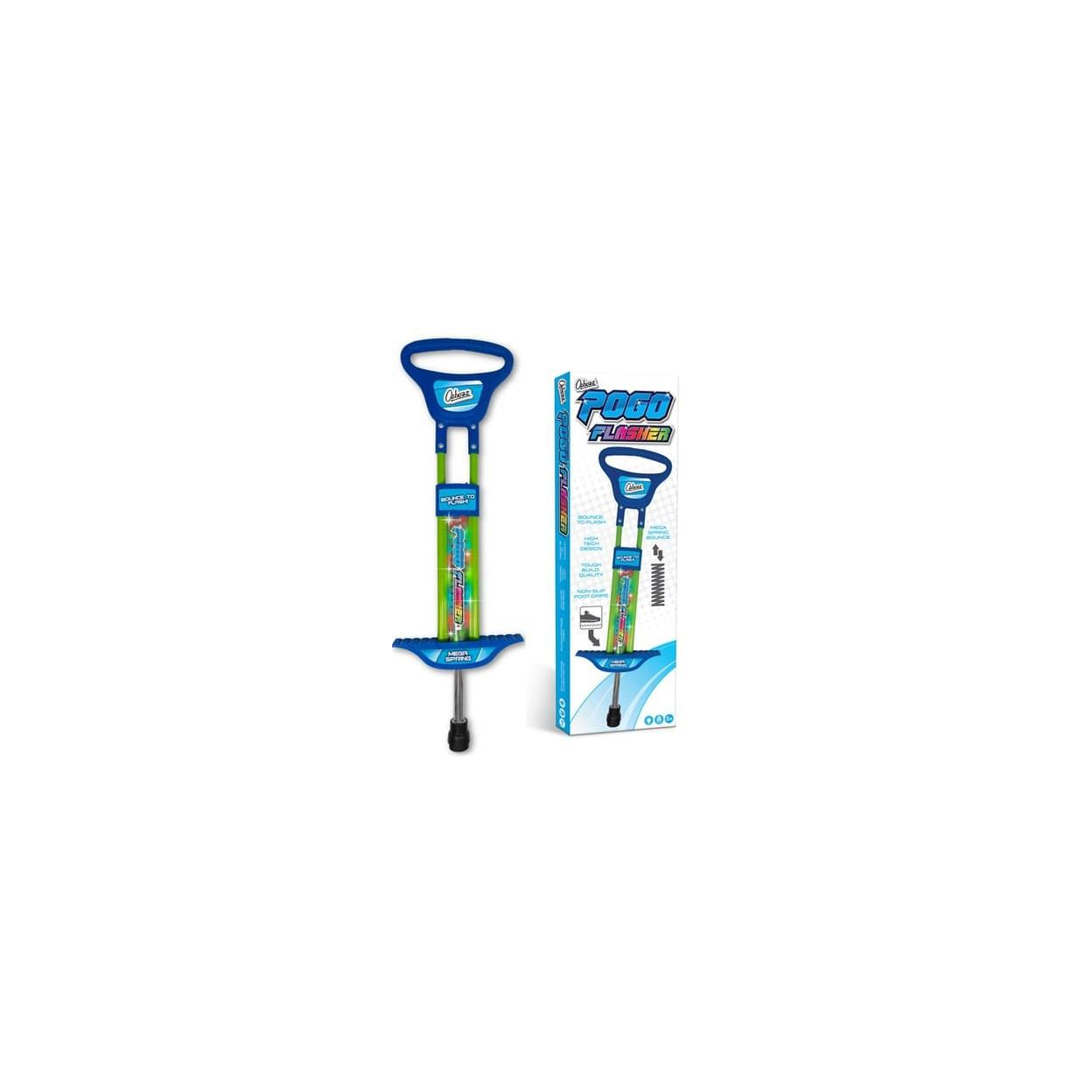 Pogo Stick - Ozbozz Go Light Up Spring powered 89cm Blue Outdoor Garden Game for Boys Girls