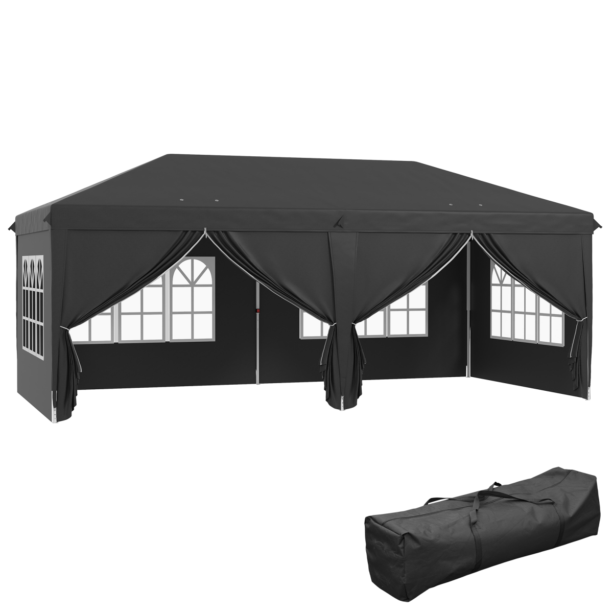 3 x 6m Pop Up Gazebo Height Adjustable Party Tent w/ Storage Bag Black