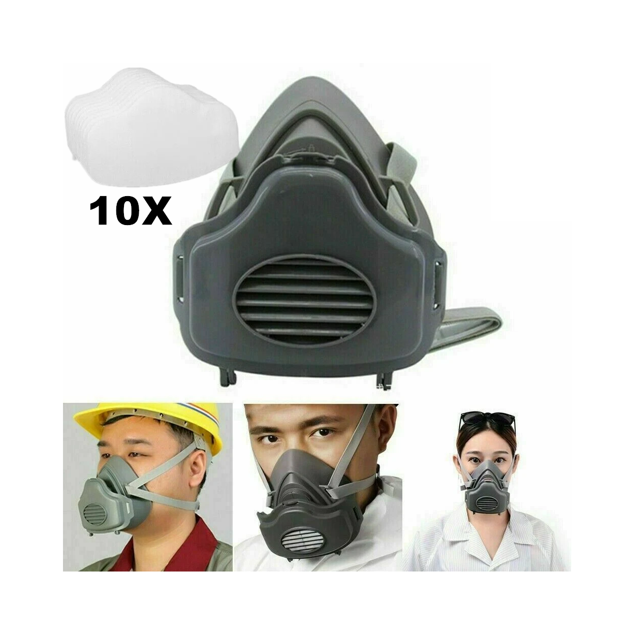 Reusable Half Face Cover Respirator Dust Mask for Woodworking Painting Welding(US Logistics only For USPS.TK/TMEU only For self-pickup)
