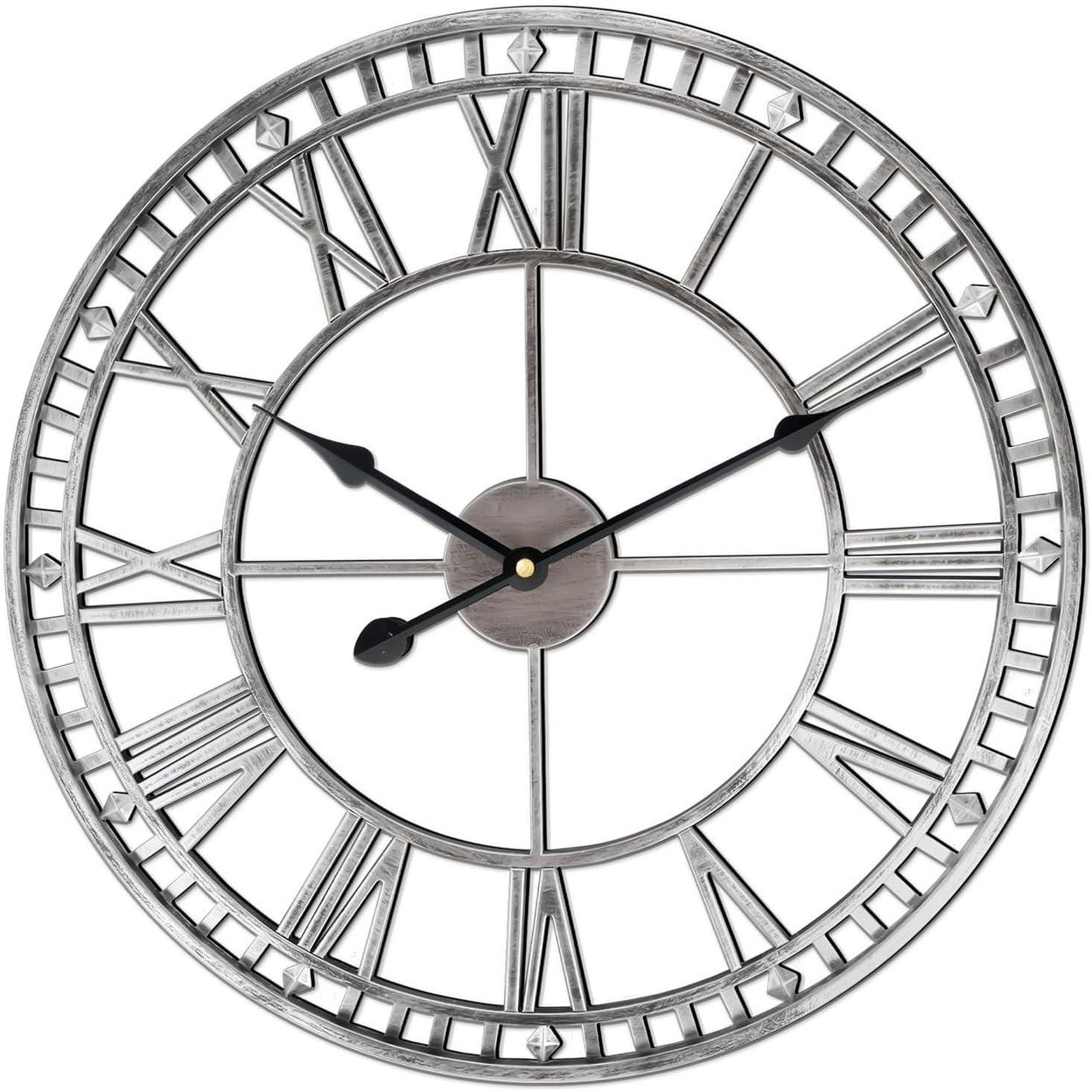 DOUBLE EDGE 40CM CLOCK - SILVER