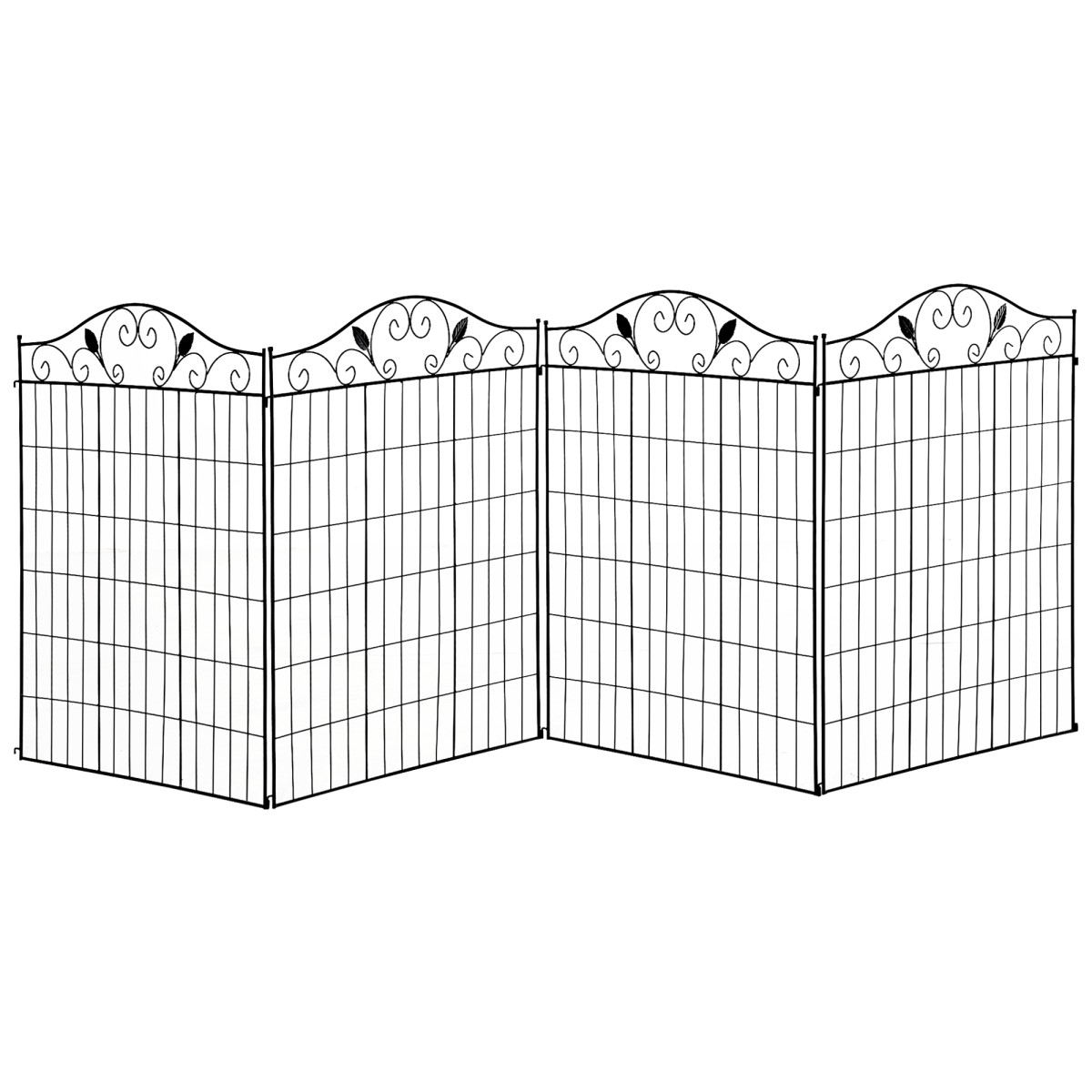 Garden Decorative Fence 4 Panels 44in x 12ft Steel Wire Border Edging Outsunny