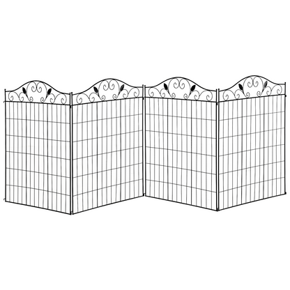 Garden Decorative Fence 4 Panels 44in x 12ft Steel Wire Border Edging Outsunny
