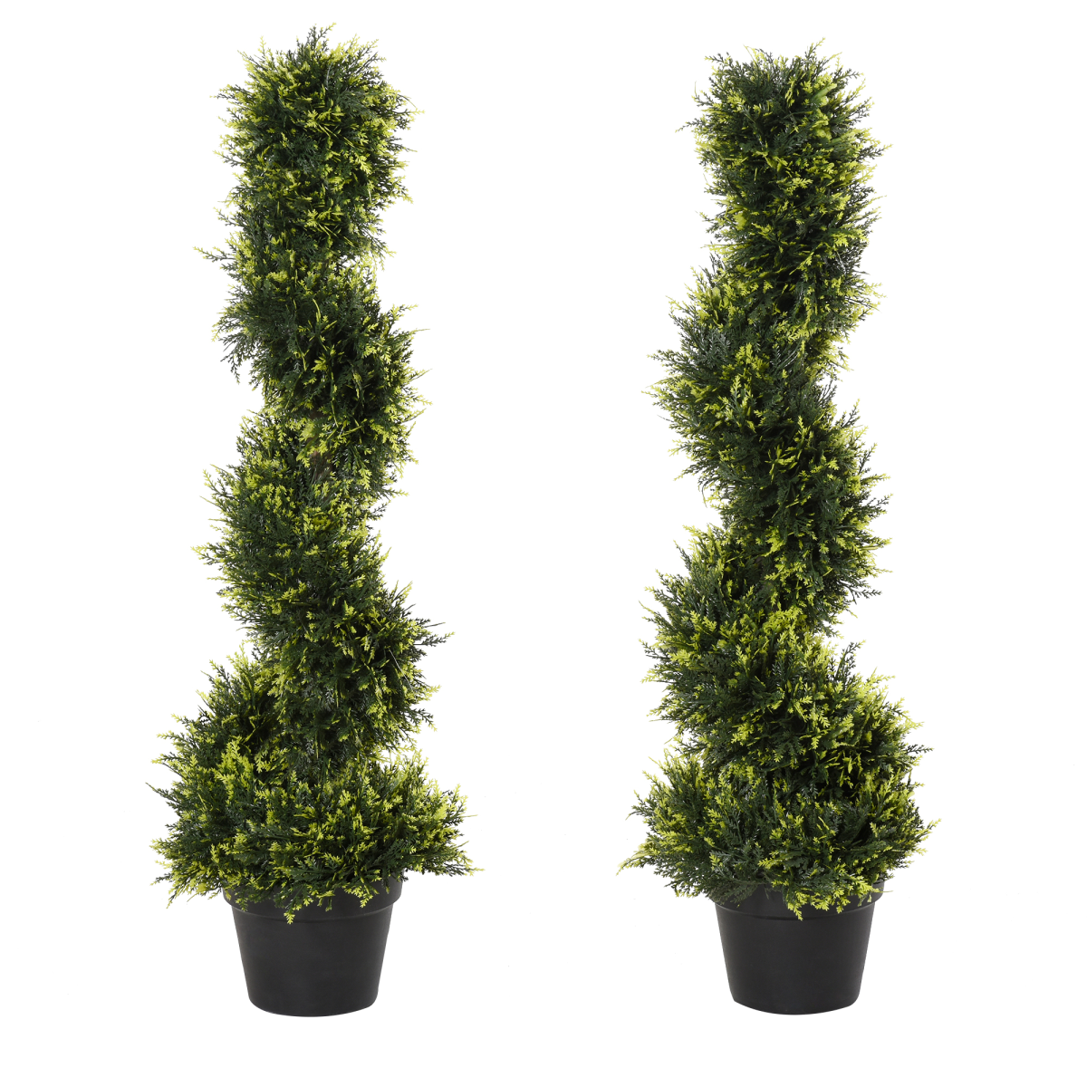 Set Of 2 90cm Artificial Spiral Topiary Trees & Pot Fake Greenery Plant