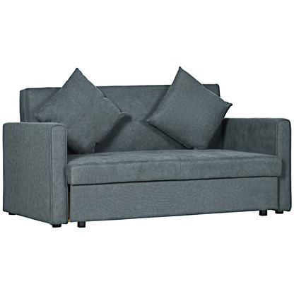 HOMCOM 2 Seater Sofa Bed Convertible Bed Settee with 2 Cushions Storage