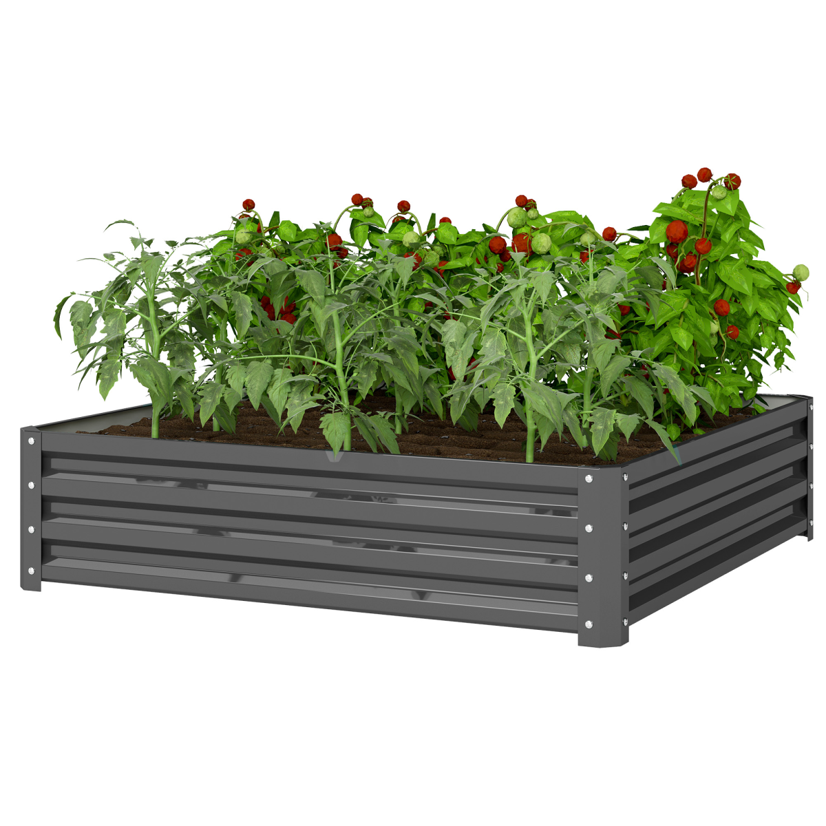 Outsunny Raised Garden Bed Metal Garden Flower Vegetable Planter Light Grey