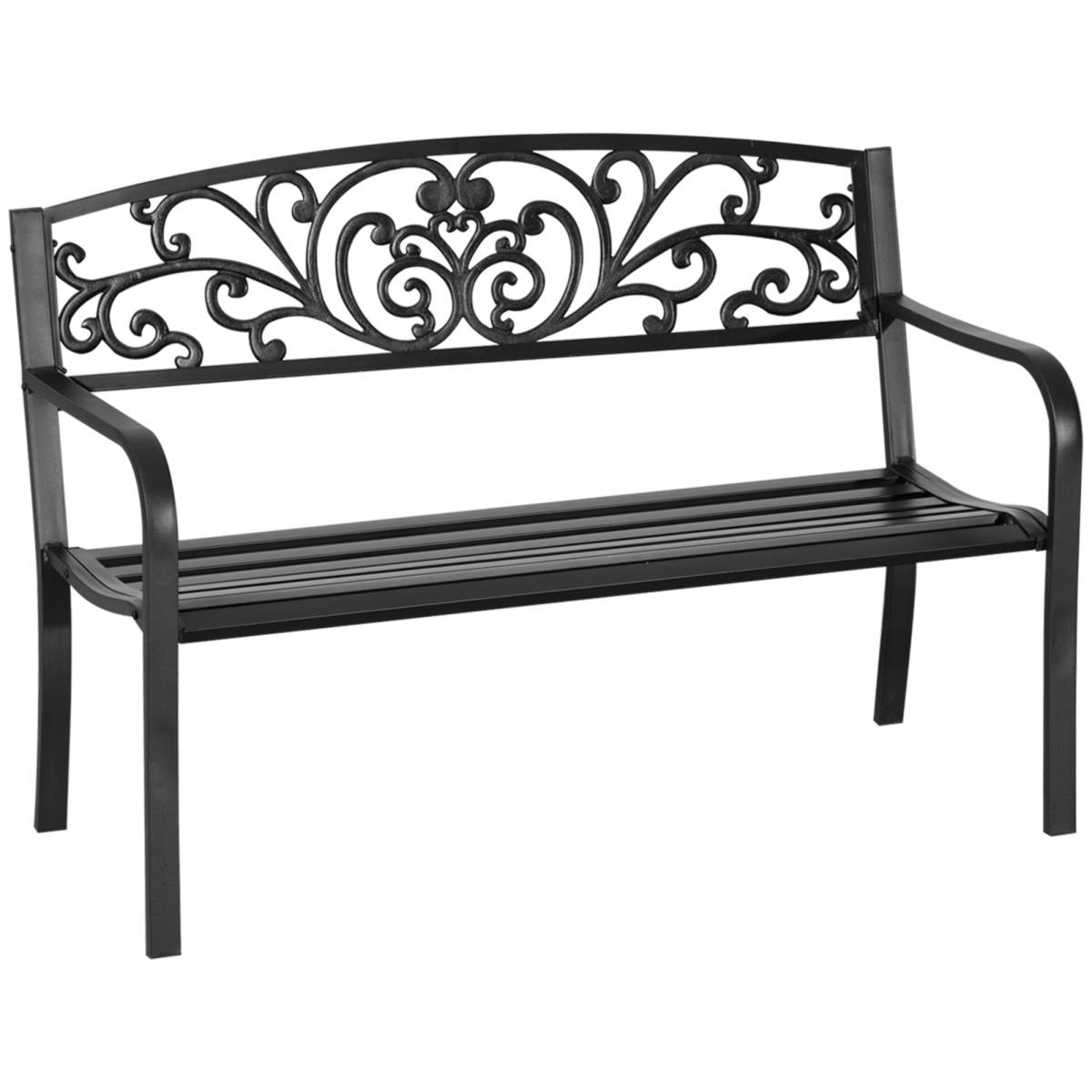 2-Seater Garden Bench, Steel-Black