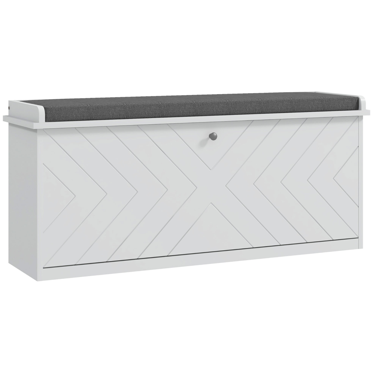 HOMCOM Shoe Bench with Flip Drawer, Cushion, 10 Pairs for Entryway White