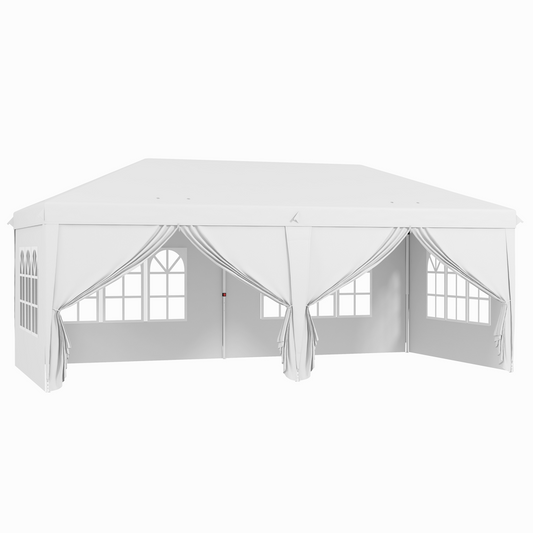 Outsunny 3 x 6m Pop Up Gazebo Height Adjustable Party Tent w/ Storage Bag Black