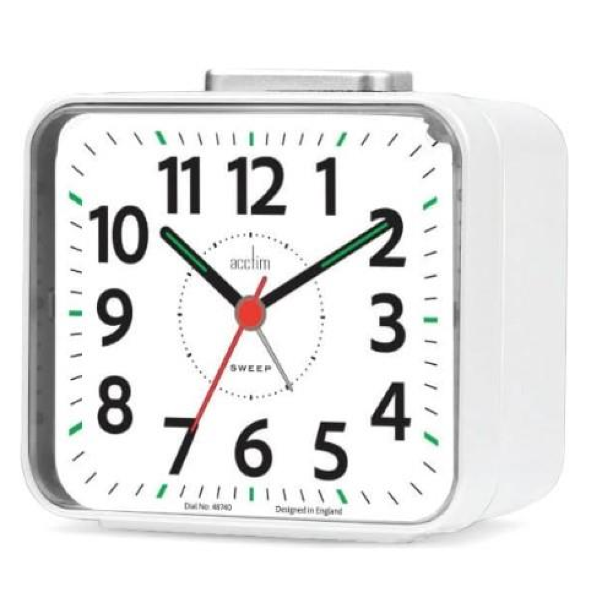 Acctim Parker Non-Ticking Sweep Loud Bell Alarm Clock in White - 16462