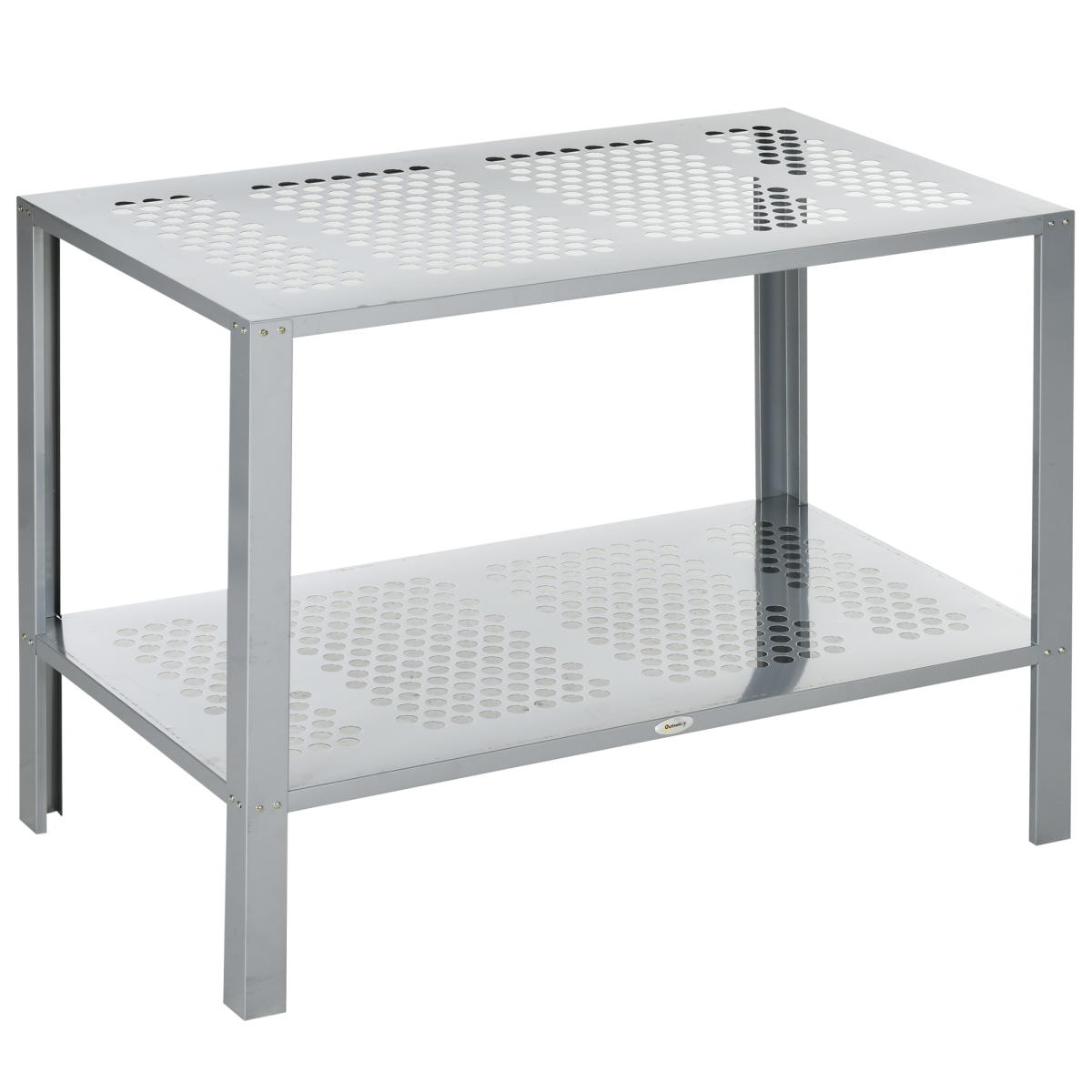 Outsunny 2-Tier Plant Stand Storage Organizer Steel Display Shelf for Patio