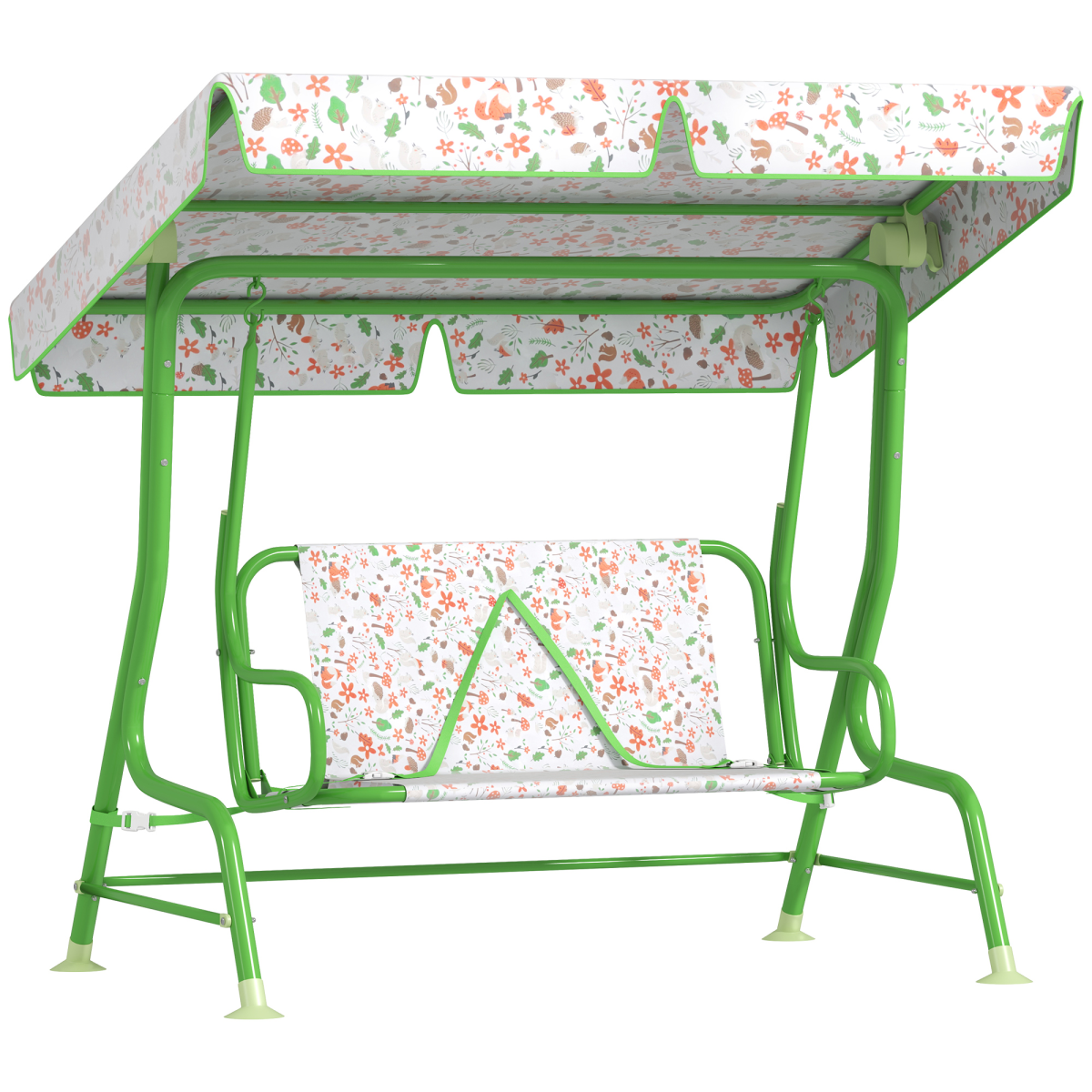 Kids Fox Pattern Swing Seat with Adjustable Canopy for Outdoor Fun